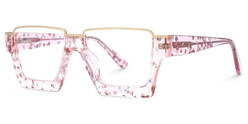 VOOGLAM Rectangle Blue Light Blocking Glasses for Women Anti Eyestrain Dry Eyes Computer Phone TV Eyewear Pink Dardhan GJGA596413-07 | Amazon (US)