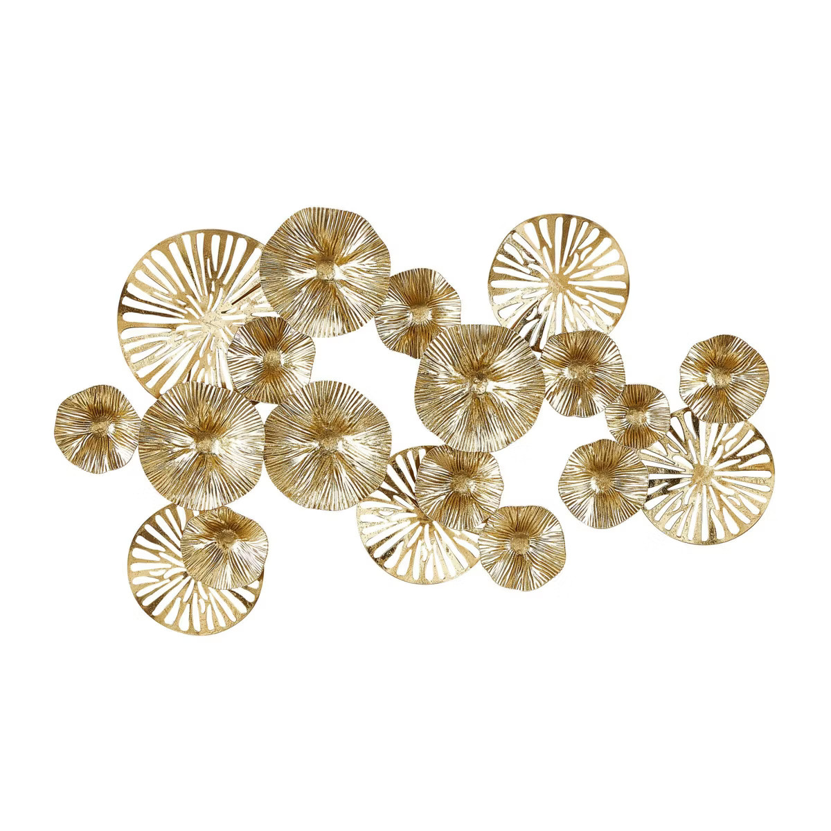 17"x30" Metal Floral Textured Overlapping Disk Wall Decor with Cutouts Gold - Olivia & May: Conte... | Target