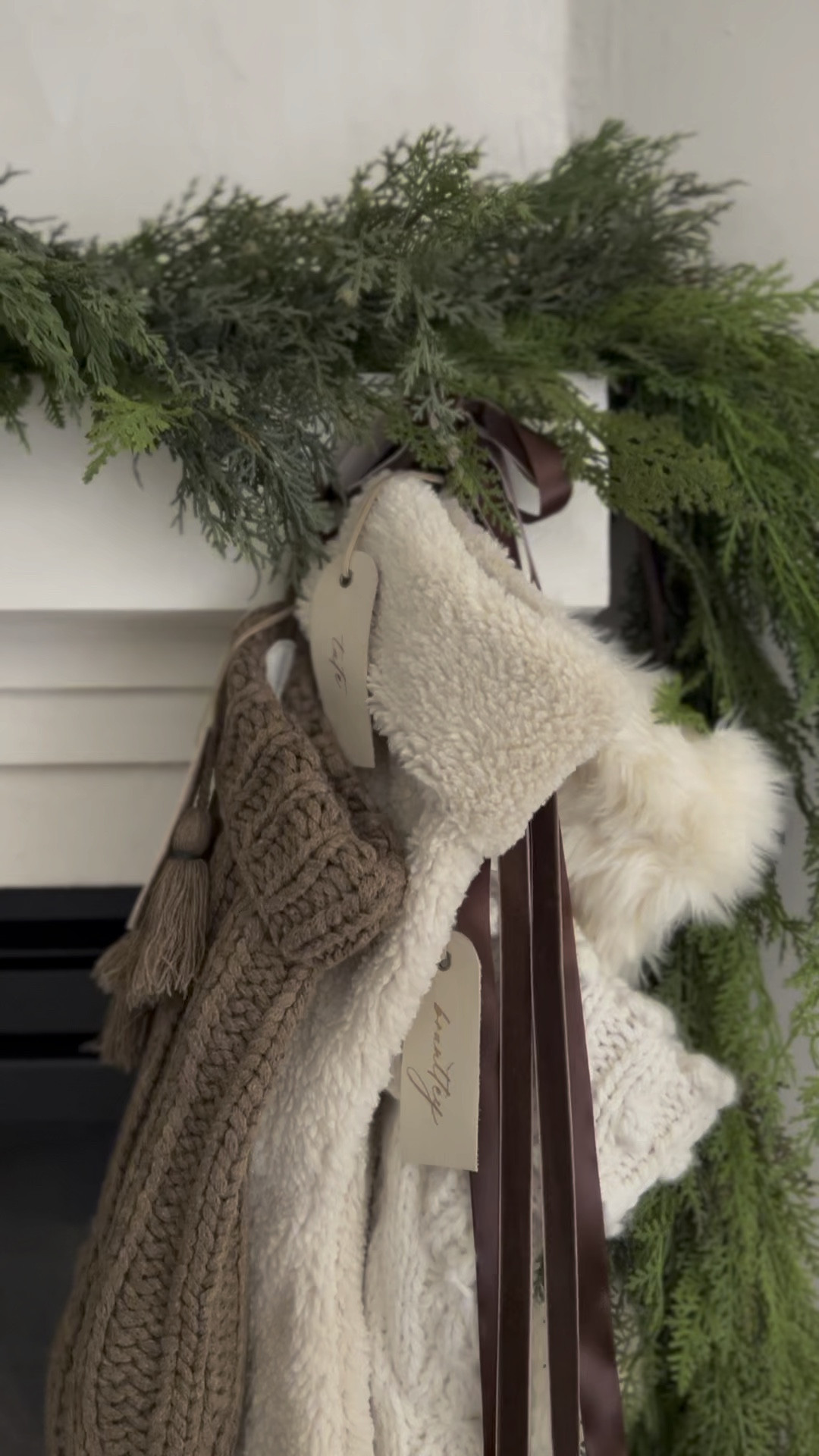 my garlands still in stock!! 
loving the mix of stockings full of different textures, layered garlands, & long droopy ribbons & bells. classic but so beautiful and elevated

#LTKstyletip #LTKhome #LTKHoliday