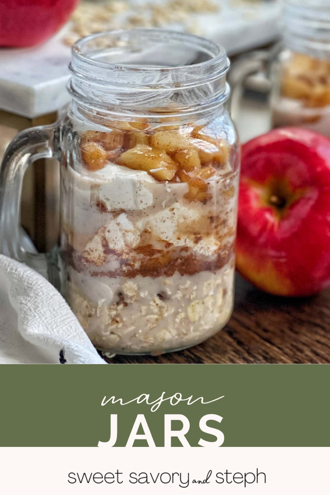 Mason jars with lids are the best kept meal prep secret! I use reusable lids to make them easier to transport. Apple Pie Overnight Oats are made in mason jars for easing transportation and cleanup. Make these ahead of the week for breakfast meal prep all week long! Full recipe on www.sweetsavoryandsteph.com

#LTKHome #LTKSeasonal