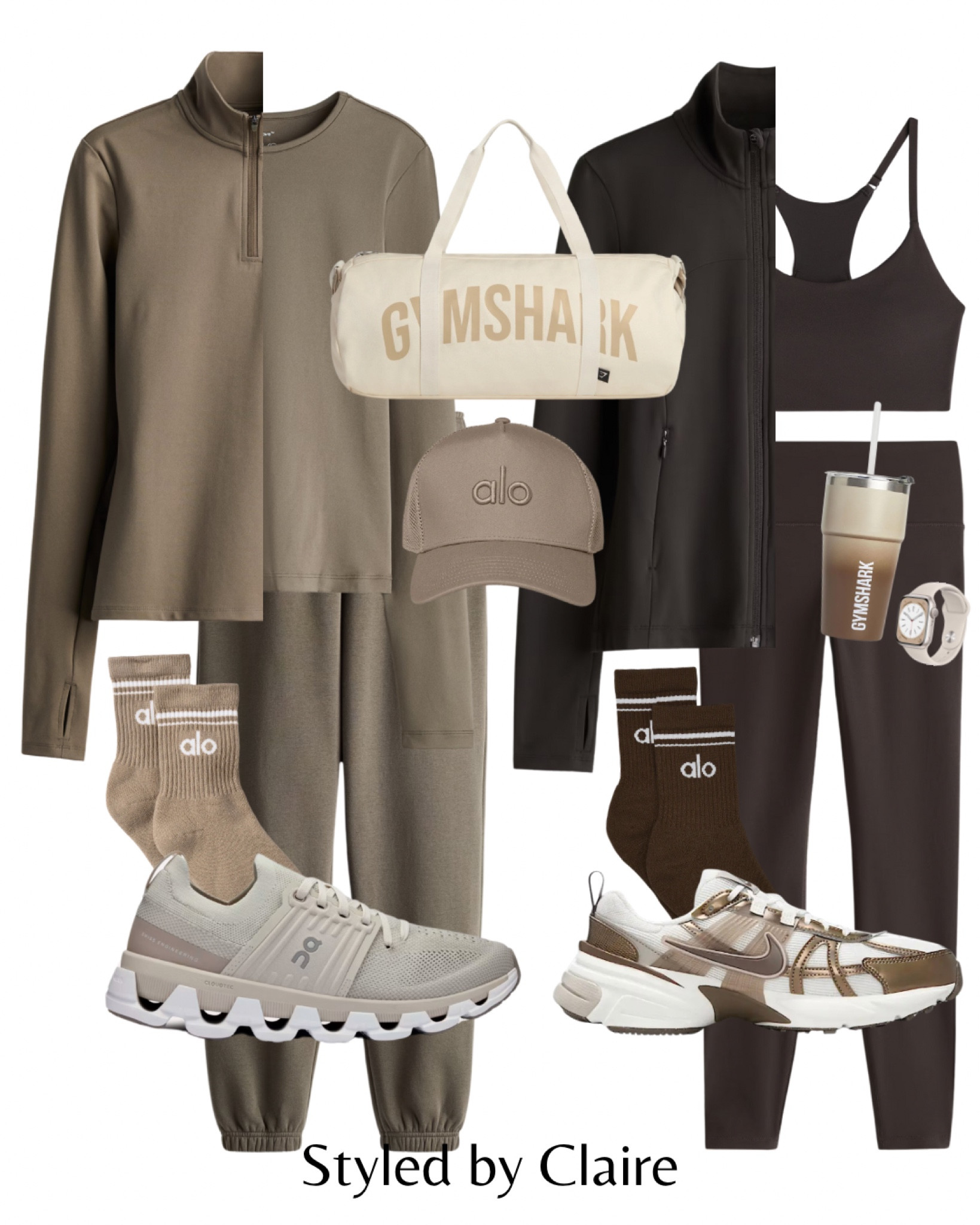 Mocha Mousse Sport Sets🙋🏽‍♀️
Tags: zip up lycra joggers leggings crop top high neck on cloud running trainers support Nike alo yoga socks cap water bottle gym shark canvas bag neutral mix and match athleisure activewear H&M airport outfit fashion inspo outfit ideas casual fitness

#LTKstyletip #LTKfitness #LTKshoes