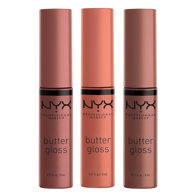 NYX PROFESSIONAL MAKEUP Butter Gloss Brown Sugar, Non-Sticky Lip Gloss - Pack Of 3 (Sugar High, S... | Amazon (US)