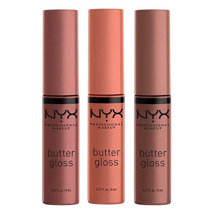 NYX PROFESSIONAL MAKEUP Butter Gloss Brown Sugar, Non-Sticky Lip Gloss - Pack Of 3 (Sugar High, S... | Amazon (US)