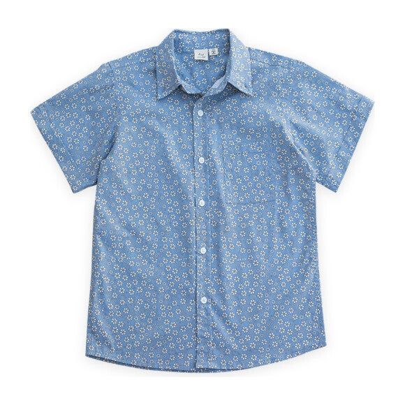 Short Sleeves Shirt, Blue Flowers | Maisonette