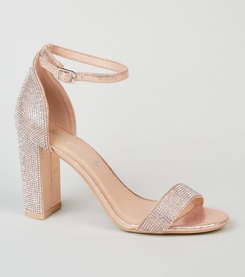 Rose Gold Diamanté 2-Part Block Heels
						
						Add to Saved Items
						Remove from Saved It... | New Look (UK)