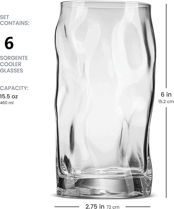 Bormioli Rocco Sorgente 15.5 oz. Cooler Glasses, Set of 6, | Amazon (US)