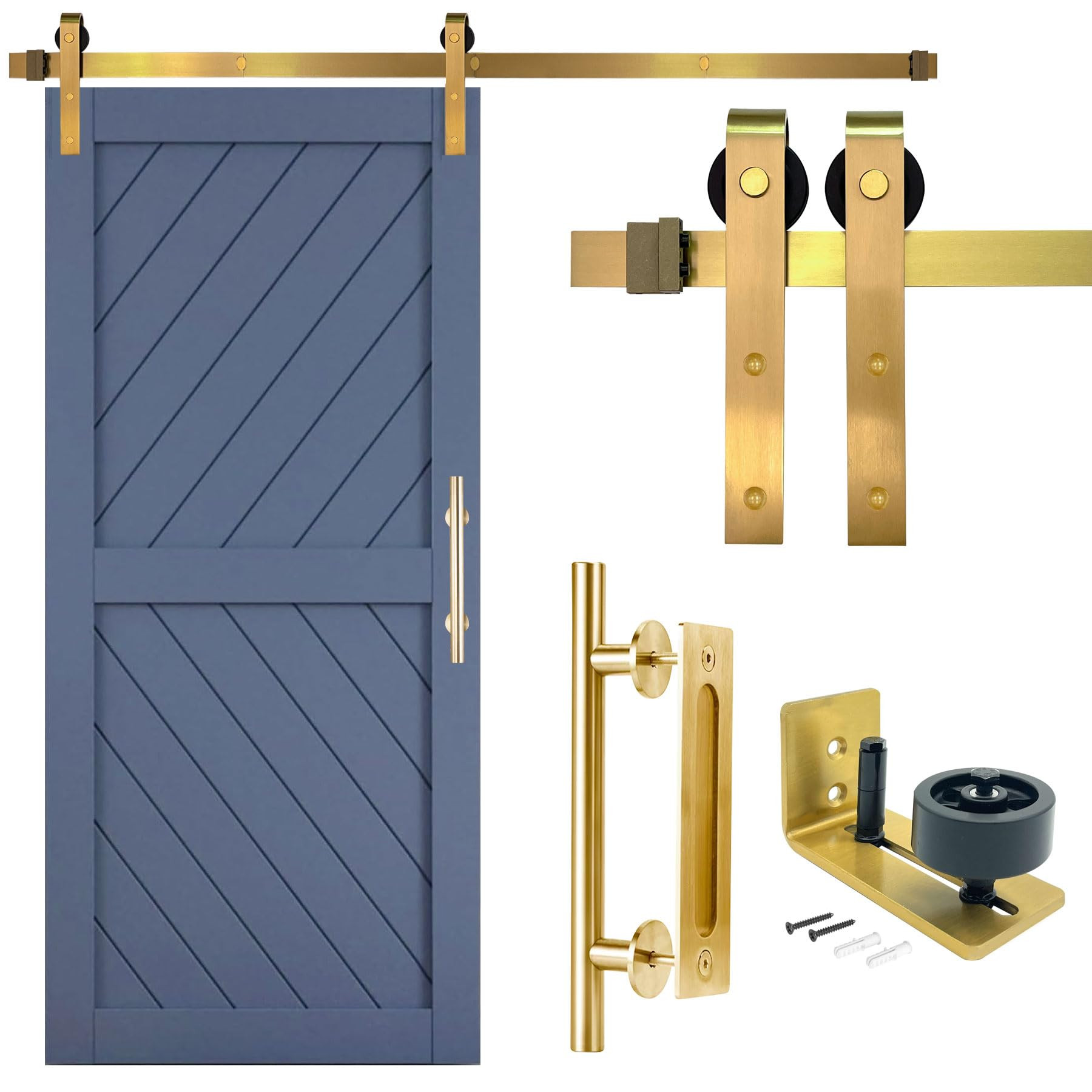 Rio Salto Gold Barn Door Hardware Kit Sliding Door Hardware Modern Barn Interior Closet Pantry Br... | Amazon (US)