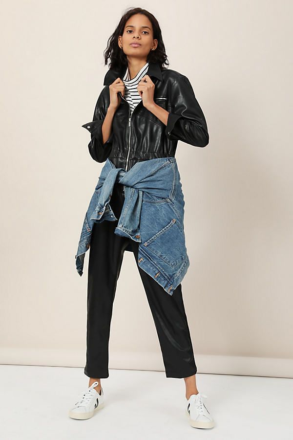 Faux Leather Utility Jumpsuit By WeWoreWhat in Black Size M | Anthropologie (US)