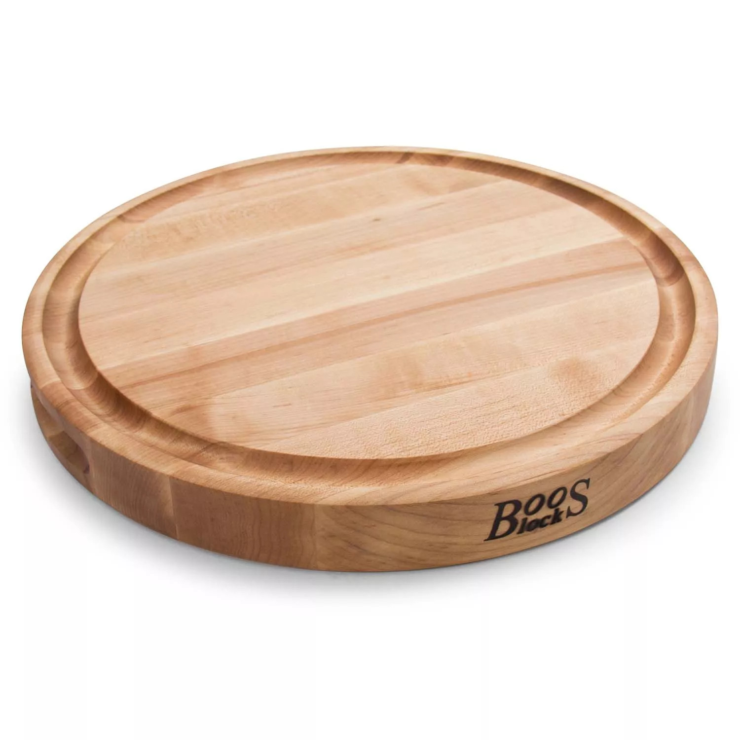 John Boos Maple Edge-Grain Round Cutting Board w/ Juice Groove, 12" | Sur La Table