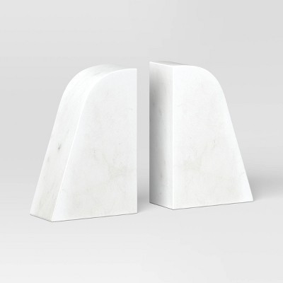 2pc Marble Bookends White - Threshold™: Elegant Support for Books, Sturdy & Easy to Clean | Target