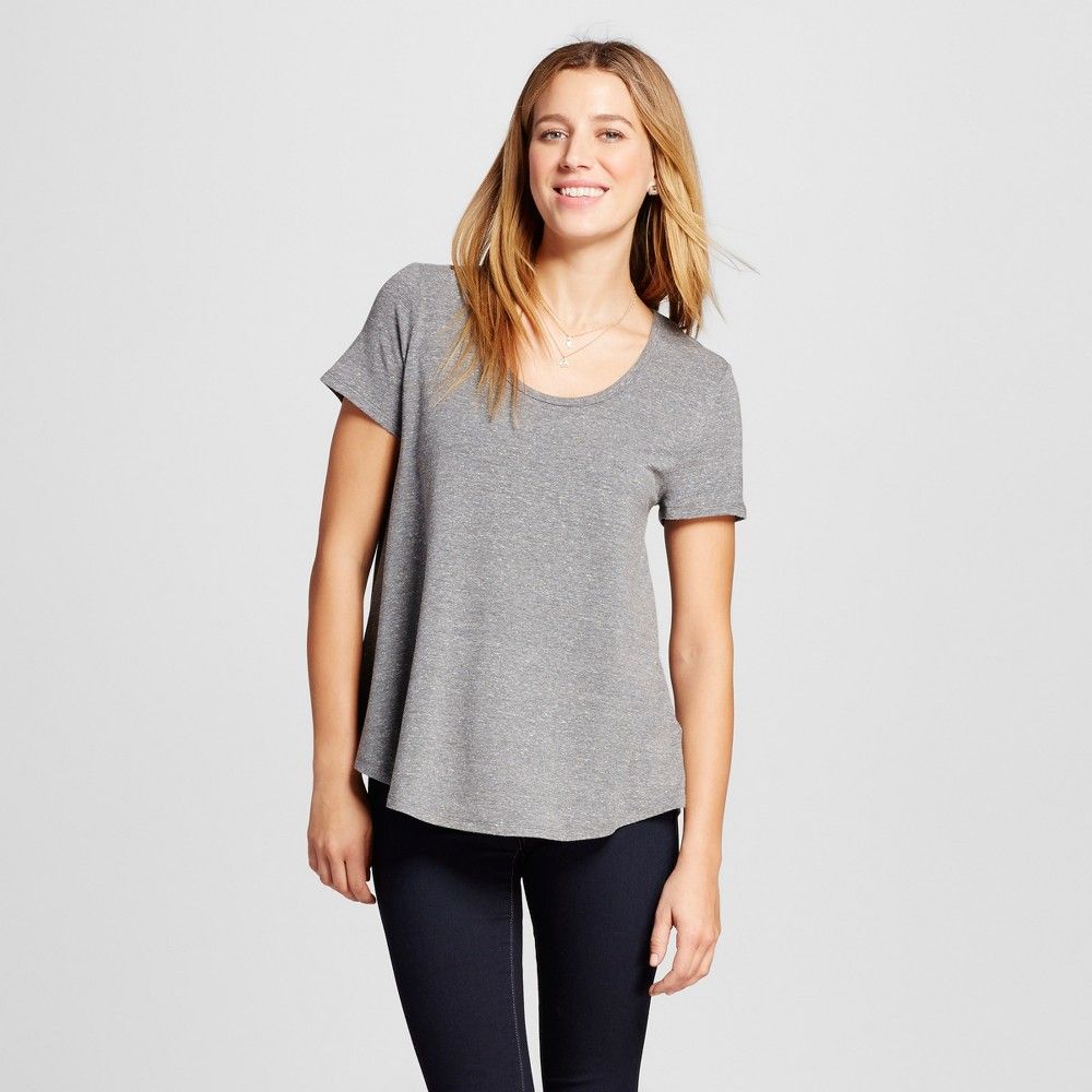 Women's Softest Scoop T-Shirt Heather Gray XXL - Merona , Gray/Grey | Target
