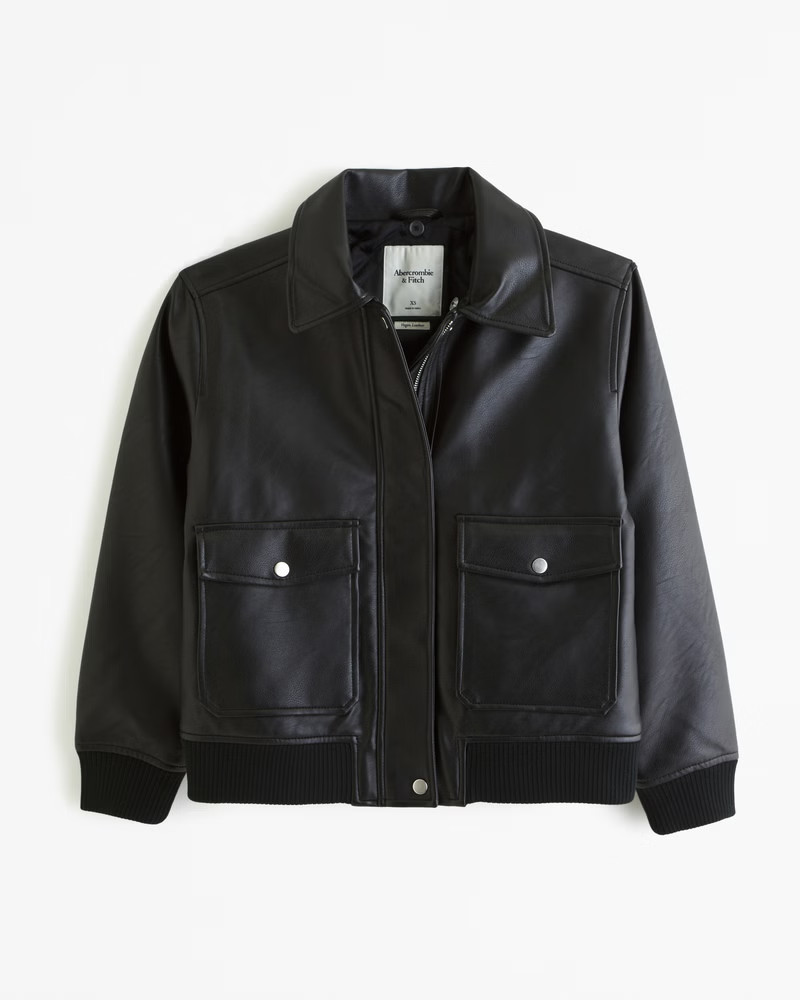 Women's Winterized Vegan Leather Bomber Jacket | Women's Coats & Jackets | Abercrombie.com | Abercrombie & Fitch (US)