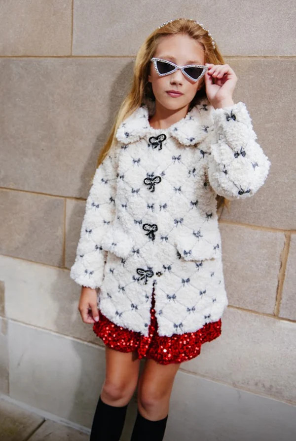 Pretty Bow Sherpa Coat | Lola + The Boys