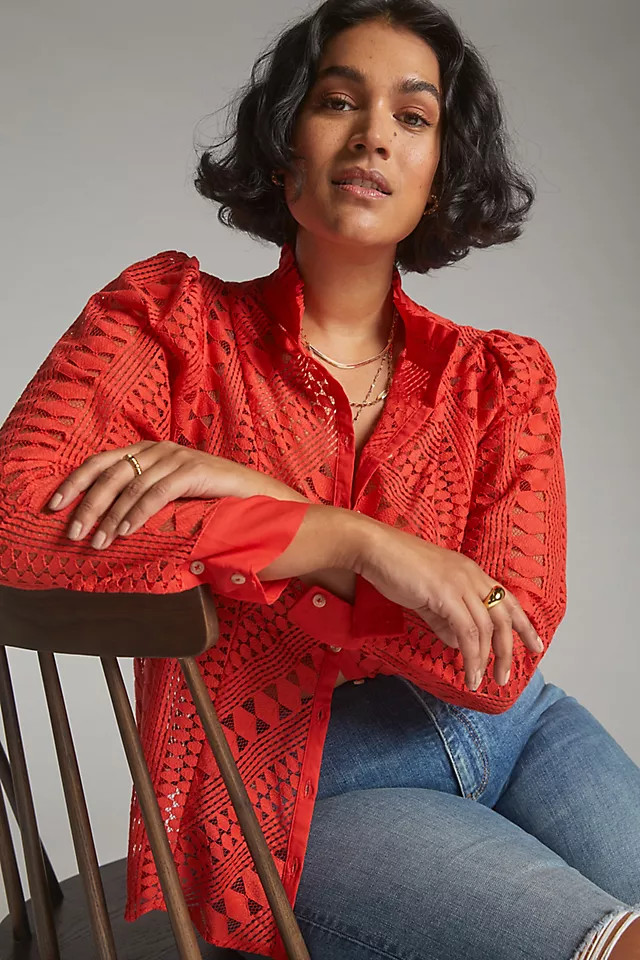 Lace Buttondown | Anthropologie (US)
