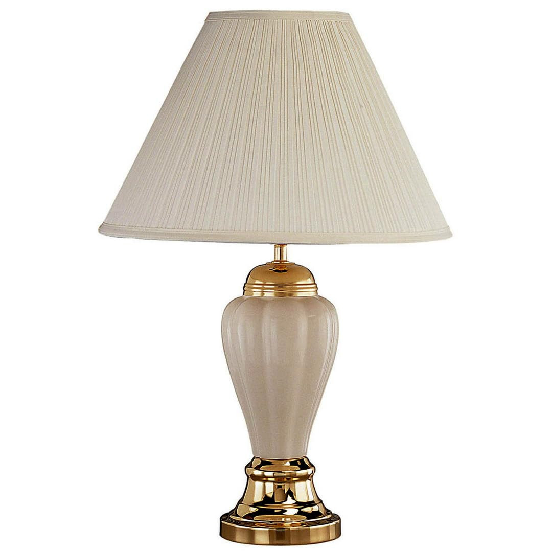 Stylish 27" Tall Ceramic Table Lamp with Ivory Linen Shade and Gold Accents | Amazon (US)