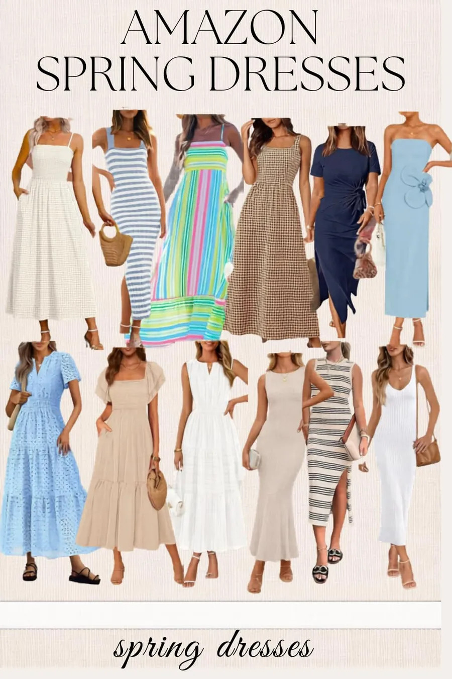Amazon Spring Dresses 🌸 Fresh & Feminine Outfit Inspo Soft florals, pastel hues, and flattering silhouettes — these Amazon spring dresses are perfect for weddings, brunch dates, vacations, and everyday chic looks 💕 From flowy maxis to sleek bodycon styles, each piece is comfy, affordable, and easy to dress up or down. Just add sandals or heels and you’re ready for spring ✨ #amazondresses #springfashion #springoutfits #amazonfinds #weddingguestdress #femininefashion #pastelstyle #ltkfashion #affordablestyle #momstyle #pinterestfashion #outfitideas