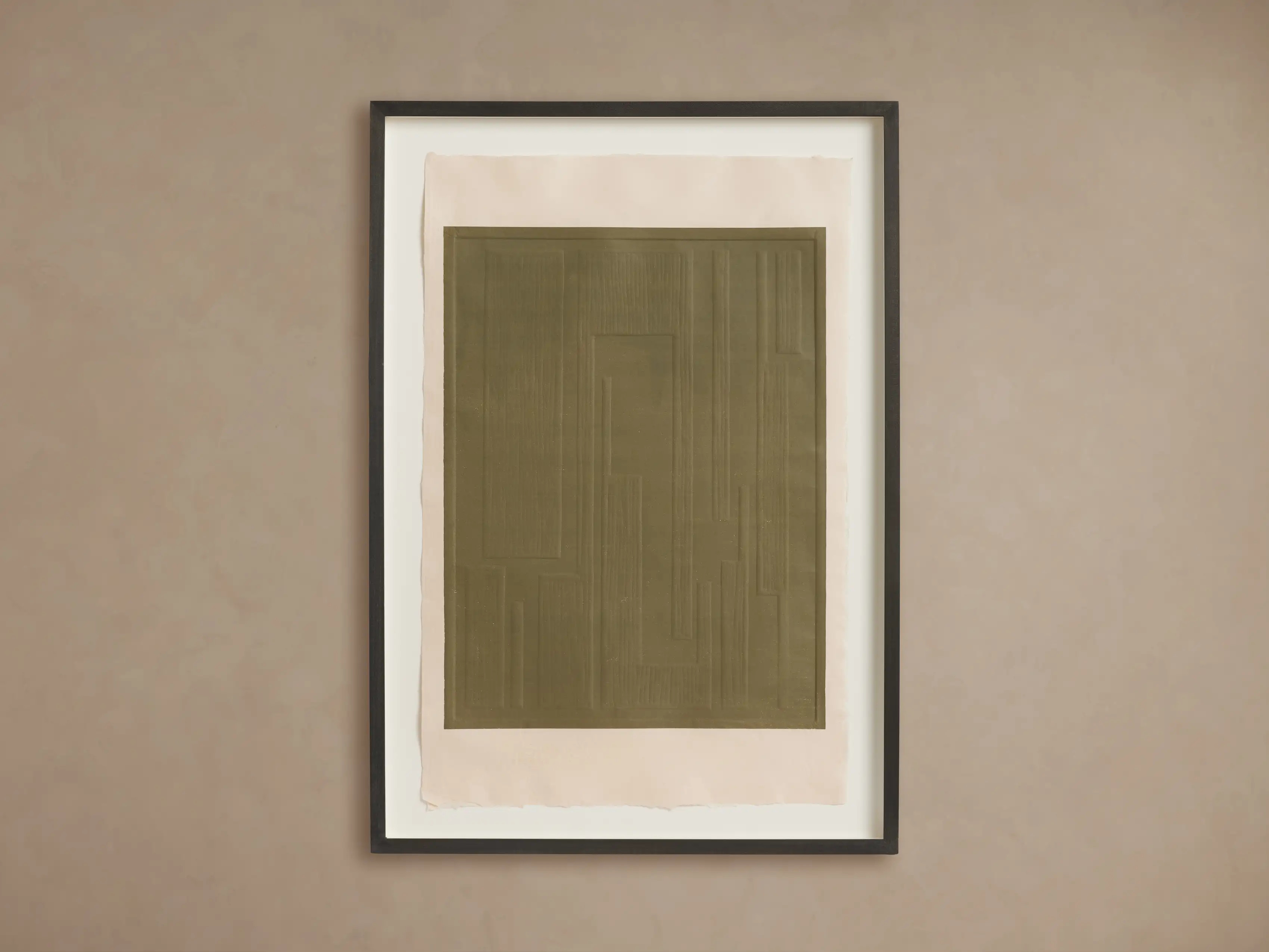 Embossed Abstract Framed Silkscreen in Green | Arhaus