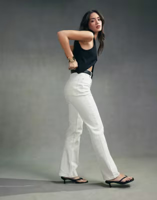 ASOS DESIGN easy straight jeans in off white | ASOS (Global)