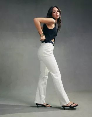 ASOS DESIGN easy straight jeans in off white | ASOS (Global)