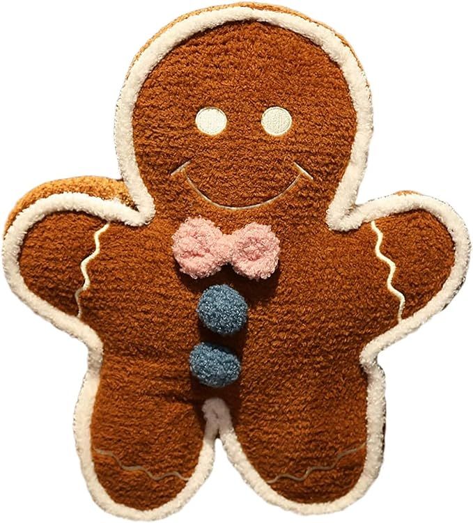 ZANYB Plush Christmas Decorative Pillow Gingerbread Decor Fleece Throw Pillow Cute Gingerbread Ma... | Amazon (US)