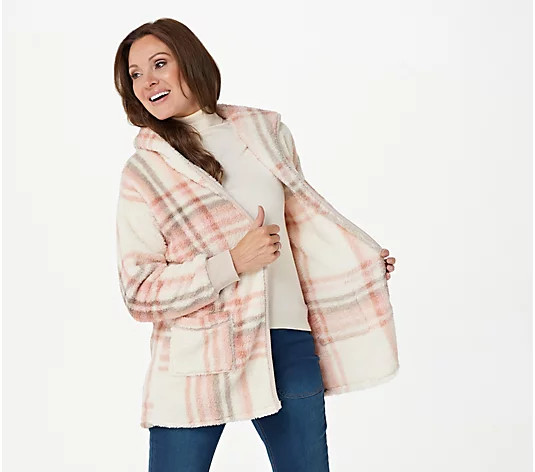 Koolaburra by UGG Cozy Shaggy Plush Cardigan with Rib Detail | QVC