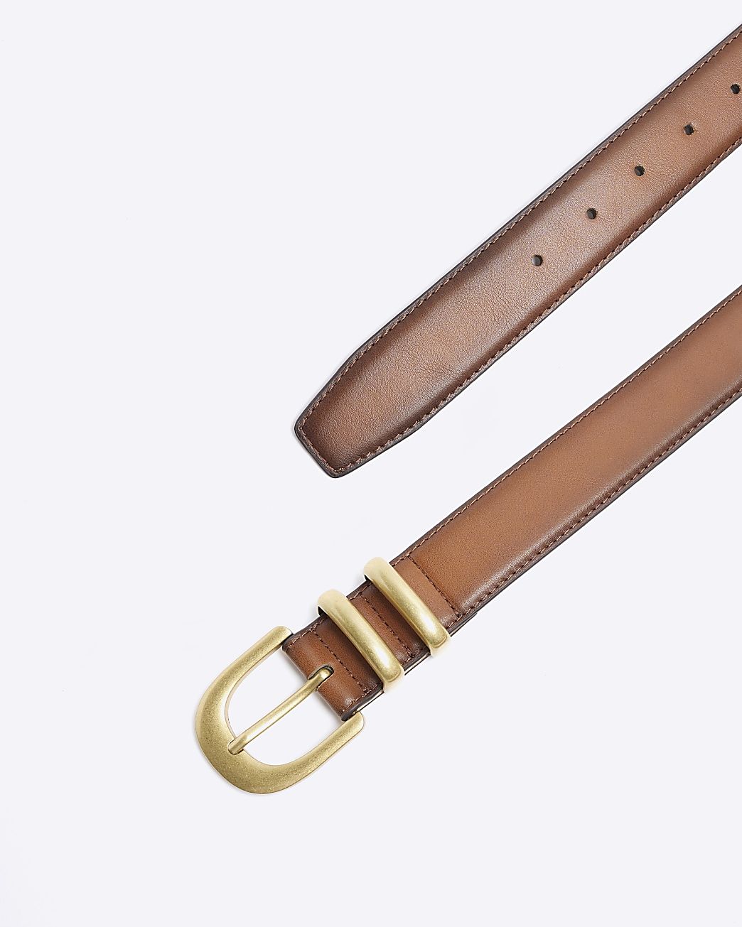 Brown faux leather belt | River Island (UK & IE)