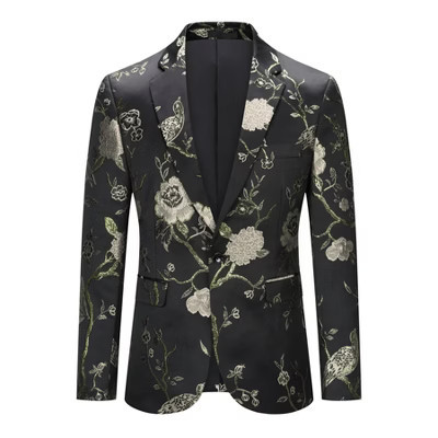 Cloudstyle Mens Embroidery Tux Dress Suit Jacket Formal Print Prom Dinner Blazer Golden S | Target