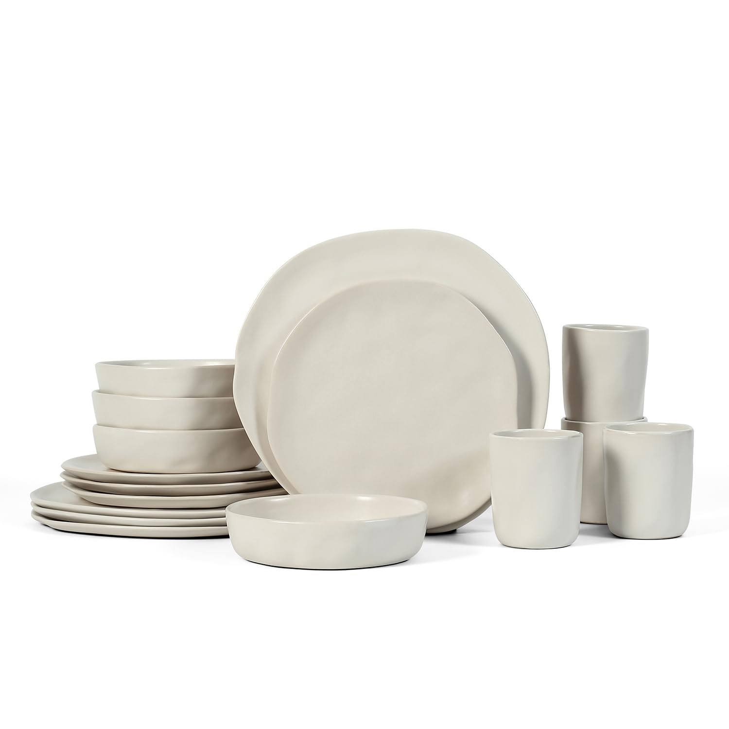Stone by Mercer Project HEKONDA Modern Stoneware 16-Piece Dinnerware Set, Plate and Bowl Set, Dis... | Amazon (US)