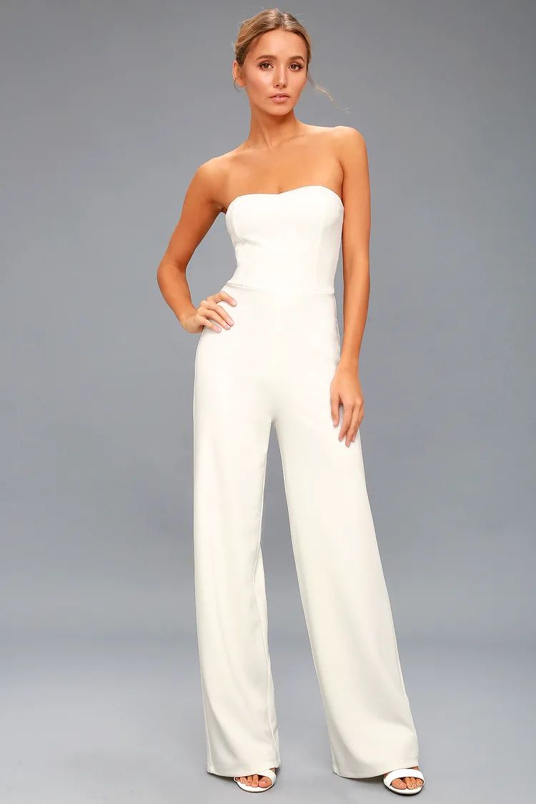 Edith White Strapless Jumpsuit | Lulus (US)