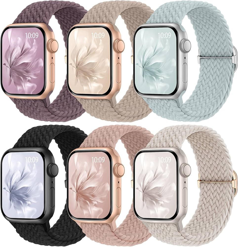 6 Pack Braided Stretchy Bands Compatible with Apple Watch Band 38mm 40mm 41mm 42mm 44mm 45mm 46mm... | Amazon (US)