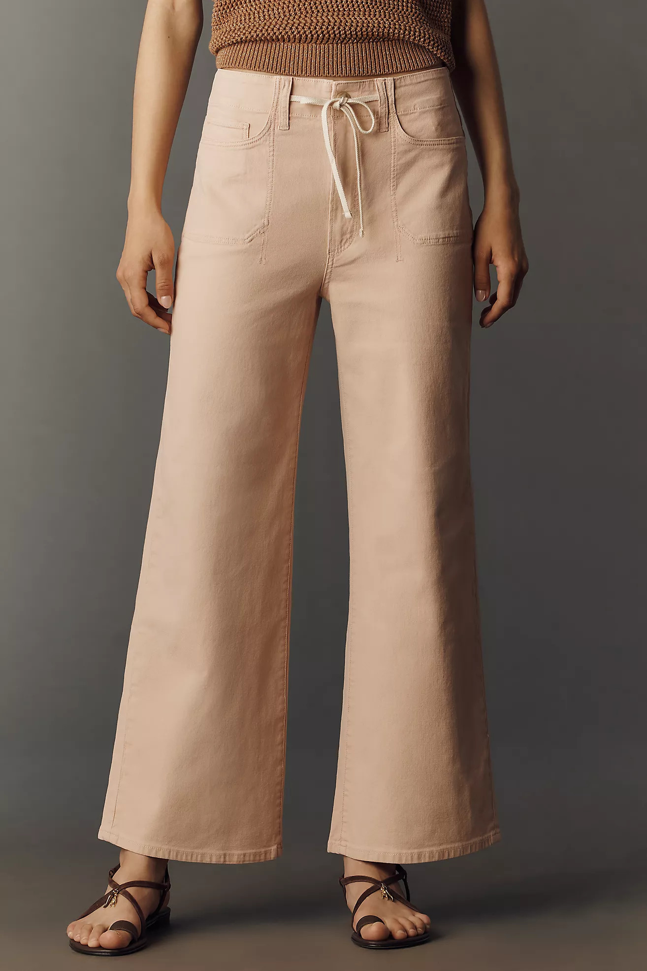 PAIGE Ari Tie-Waist High-Rise Wide-Leg Jeans | Anthropologie (US)