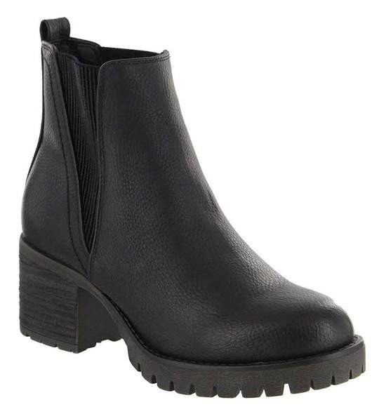 MIA Shoes Carra Lug Heeled Booties in Black | Glik's