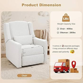 Power Recliner Chair Swivel Gilder Rocking Chairs Skin-Friendly Power Recliner Nursery Chair for ... | Amazon (US)