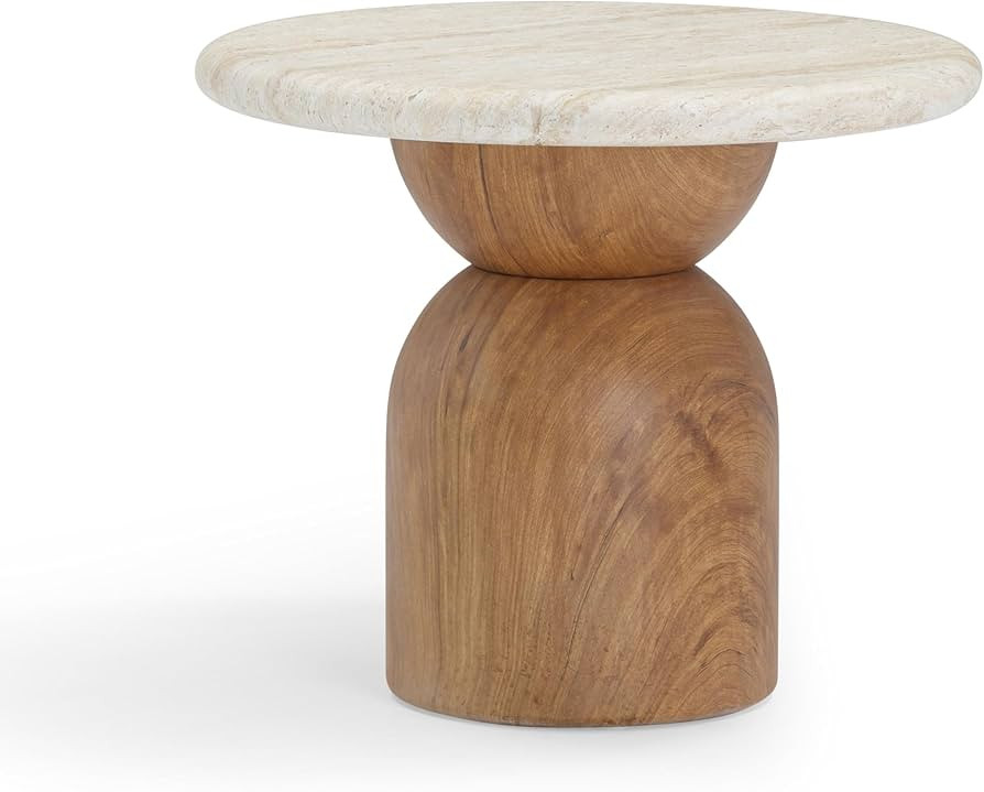 First of a Kind Side Table in Brown,Travertine Concrete | Amazon (US)
