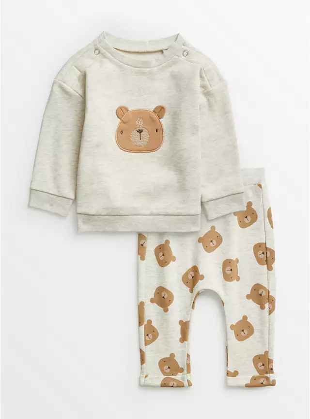 Buy Oatmeal Bear Print Sweatshirt & Joggers 6-9 months | Outfits and sets | Tu | Tu Clothing
