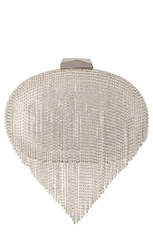 Olga Berg Bria Crystal Fringe Clutch in Silver at Nordstrom | Nordstrom