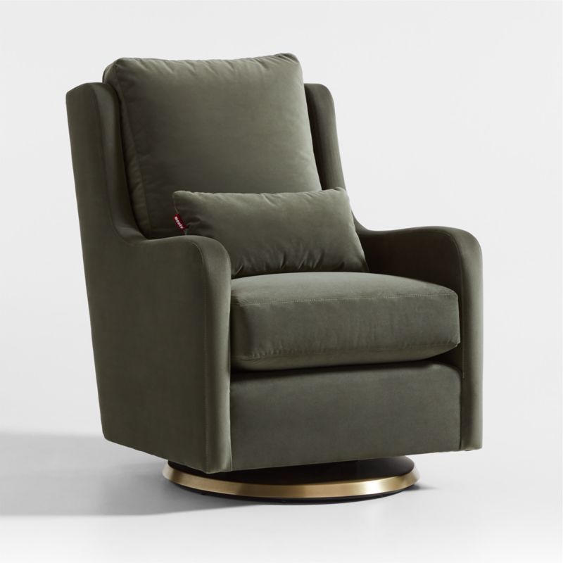 Milo Green Nursery Swivel Glider Chair with Gold Base + Reviews | Crate & Kids | Crate & Barrel