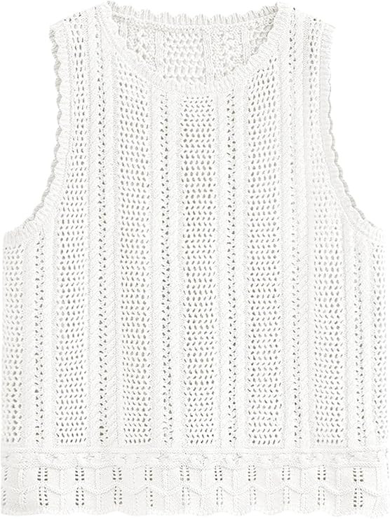 Fisoew Crochet Tops for Women 2026 Spring Summer Sleeveless Sweater Tank Fashion Beach Resort Wea... | Amazon (US)