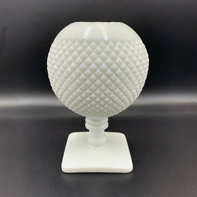 Vintage Westmoreland White Milk Glass English Hobnail Ivy Ball Pedestal Vase | eBay US