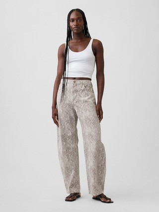 High Rise Snake Print Barrel Jeans | Gap (US)