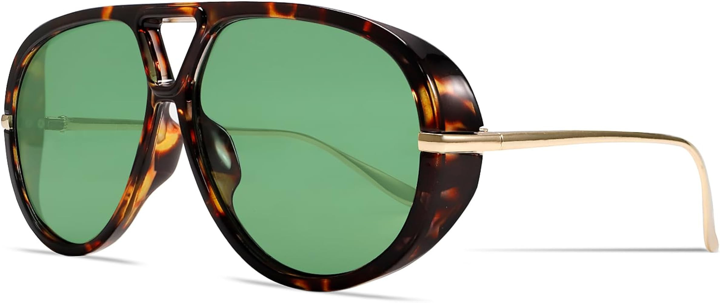 GUVIVI Retro Gold Aviator Sunglasses for Women Men Oversized 70s Glasses | Amazon (US)