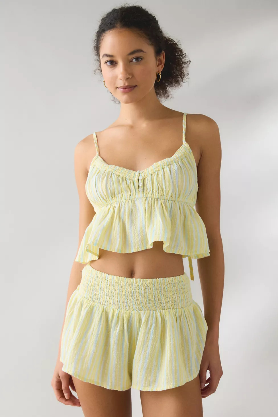 Out From Under Golden Hour Tie-Strap Cropped Babydoll Cami | Urban Outfitters (US and RoW)