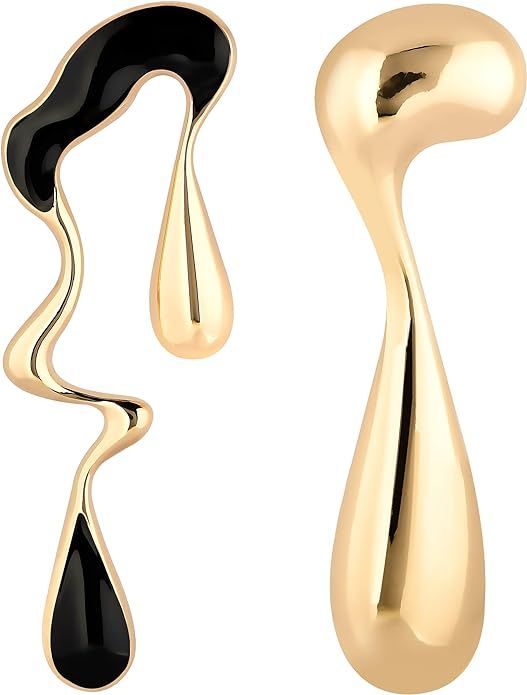 Mismatched Earrings, Melting Liquid Asymmetrical Drop Earrings, Dangle Earrings for Woman, Hypoal... | Amazon (US)