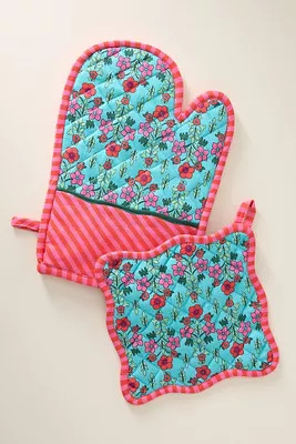 Furbish Studio Block Print Oven Mitt & Pot Holder Set | Anthropologie (US)