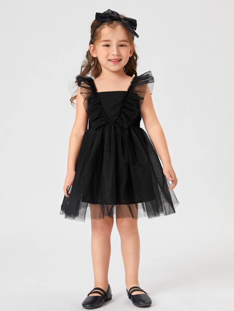 Toddler Girls Ruffle Trim Mesh Dress | SHEIN