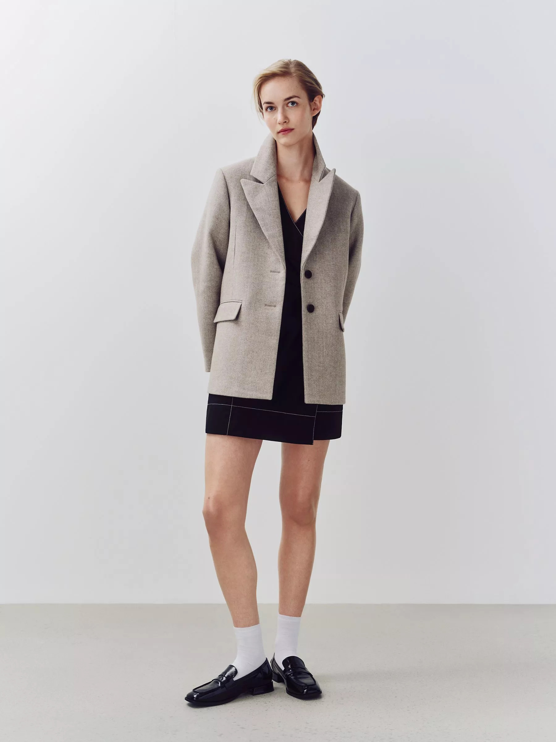 John Lewis ANYDAYHerringbone Blazer Coat, Natural, 16 | John Lewis (UK)