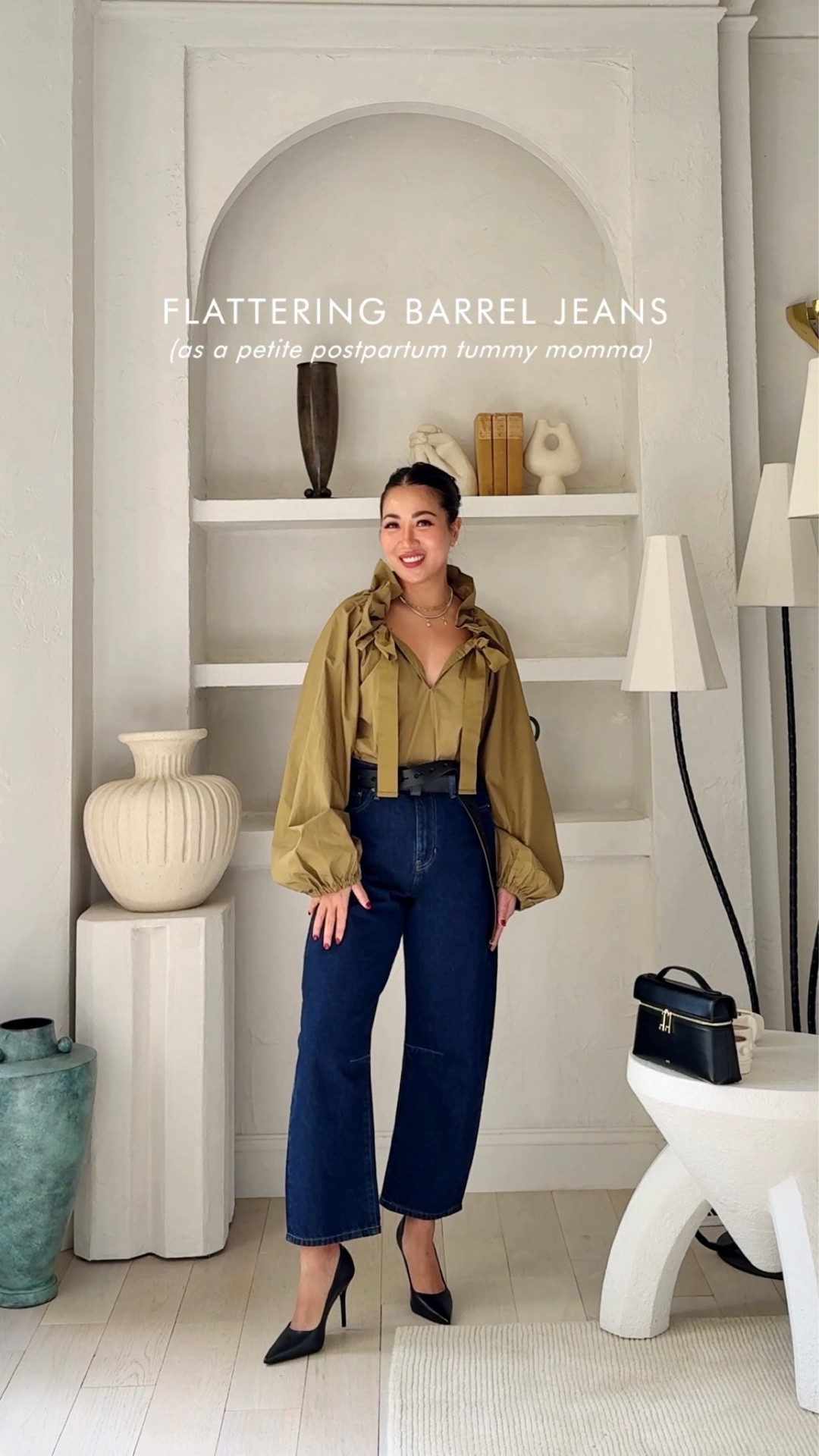 Favorite barrel jeans that are midsection and petite friendly!

DARK WASH: wearing 25 Regular. Comfortable fit at the waist with a tad bit of room. I tried on the petite length and it’s actually too short. Rigid yet still comfortable. It holds its shape well and elongates the frame. Easy to dress up or down. Color ‘Rinse Dark Wash’.

MEDIUM WASH: wearing a 25 Petite. Cotton denim with zero stretch, but it’s still soft and very comfortable! Fits well at the waist with a tad bit of room. Color ‘Dobbins Wash’.

Both have a barrel shape, but not too wide. 

For size reference, I’m 5 ft 115 pounds with a postpartum tummy. My TTS is usually a 26, but I sized down to a 25 in both and both fit comfortably with a tad bit of room at the waist.

#LTKPetite #LTKStyleTip