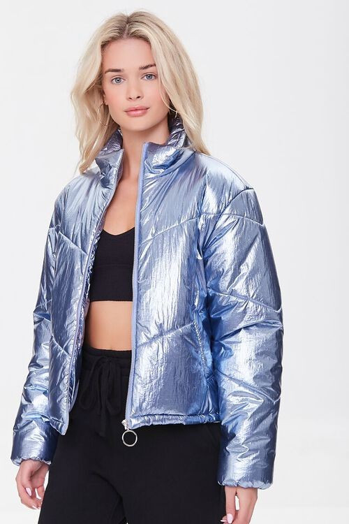 Metallic Zip-Up Puffer Jacket | Forever 21 (US)
