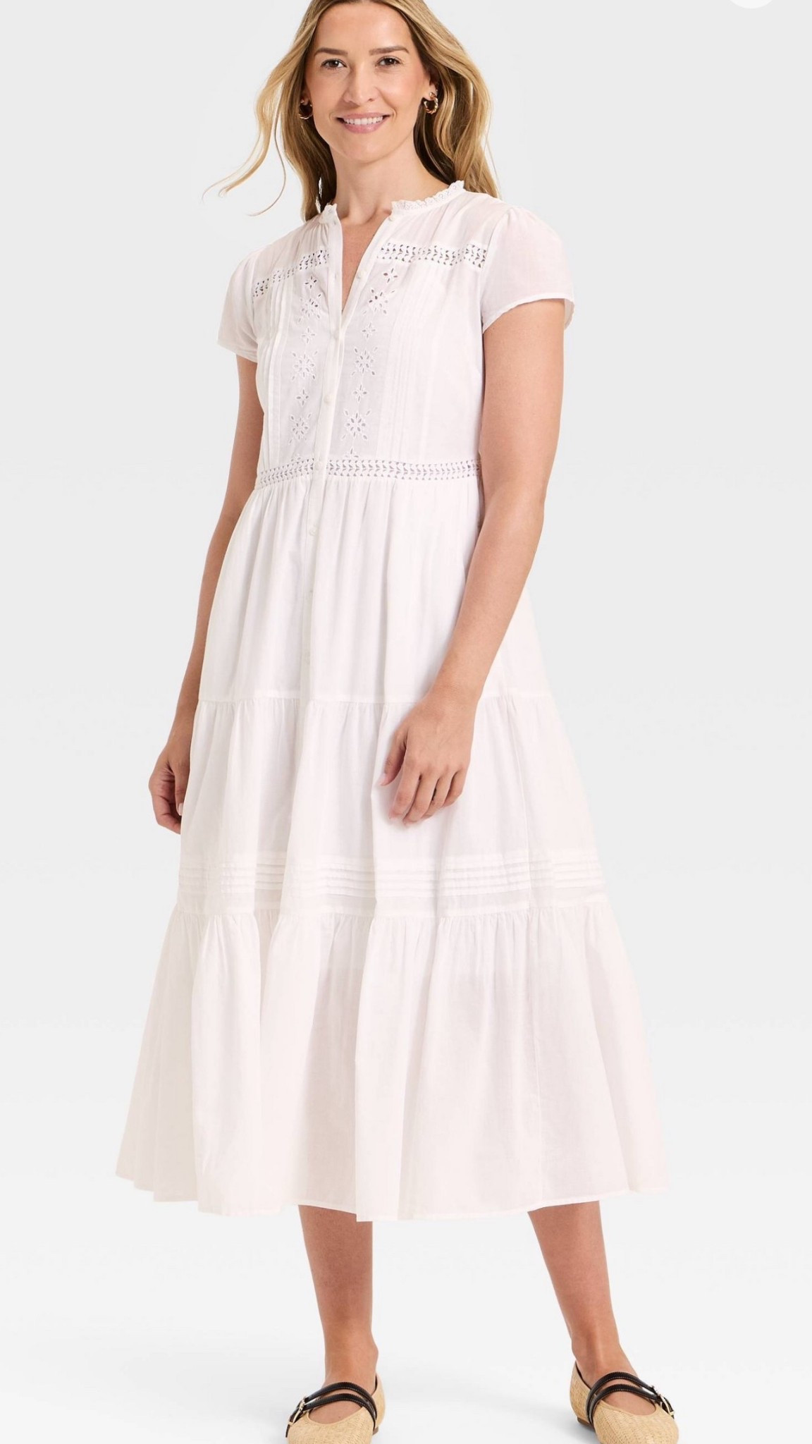 Target dress 20% off today! Beautiful details, something you’d expect to see at a boutique! #whitedress #targetstyle