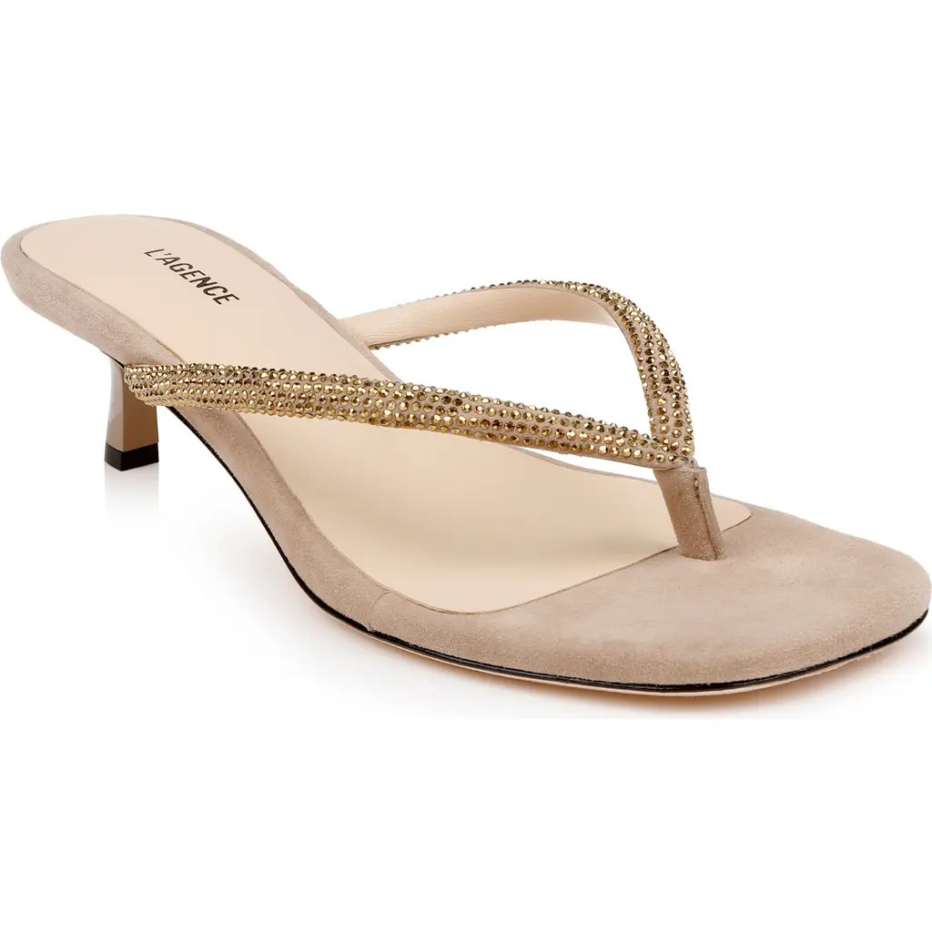 L'AGENCE Hortense Kitten Heel Sandal in Almond Nude at Nordstrom, Size 7.5 | Nordstrom